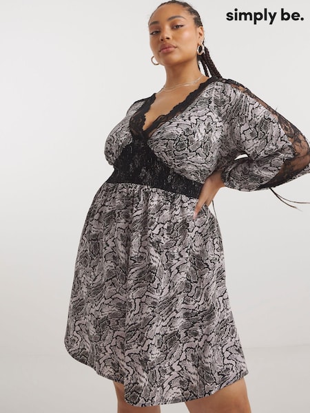Simply Be Animal Lace Insert Skater Dress (Q75661) | €13