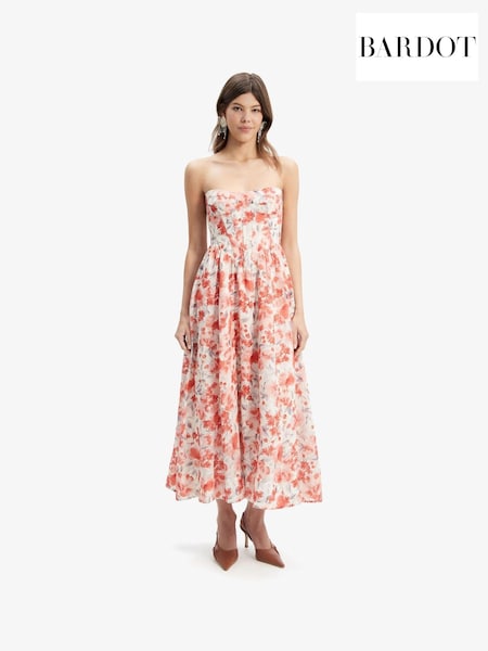 Bardot Red Lola Corset Midi Dress (Q75669) | €83
