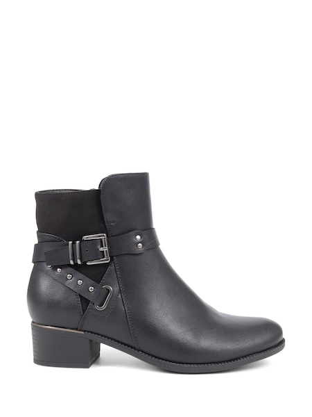 Pavers Buckle Detail Black Ankle Boots (Q75685) | € 59