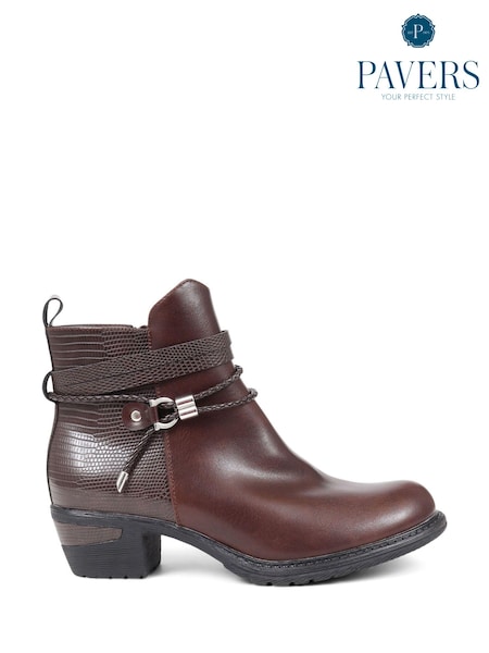 Pavers Brown Pavers Casual Heeled Ankle Black Boots (Q75700) | €44