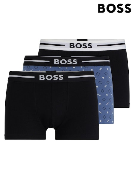 BOSS Blue Stretch-Cotton Trunks 3 Pack With Logo Waistbands (Q75703) | AED131