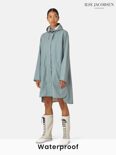 כחול  - Ilse Jacobsen Loose Fit Waterproof A Shape Raincoat (Q75706) | ‏759‏₪