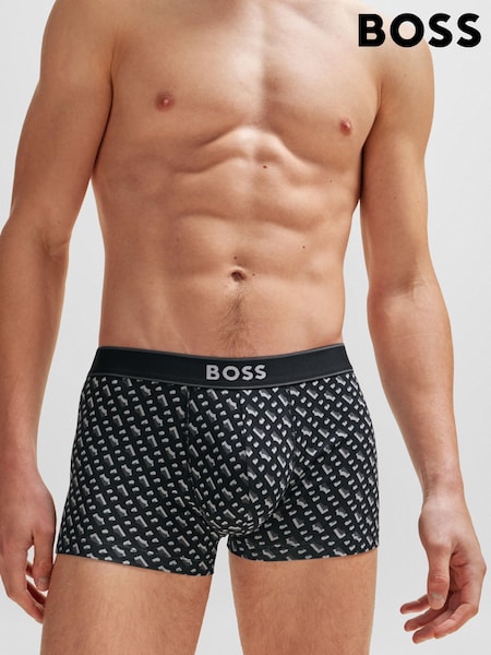 BOSS Black Cotton Stretch Printed Regular Rise Trunks (Q75723) | AED78