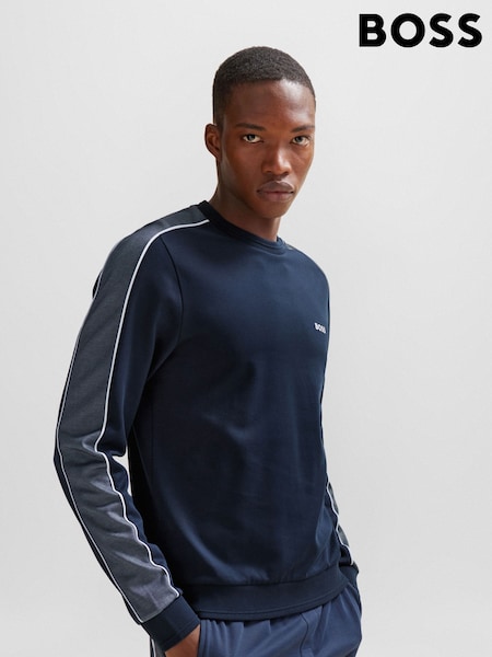 BOSS Blue Contrast Panel Logo Jersey Sweatshirt (Q75730) | €59
