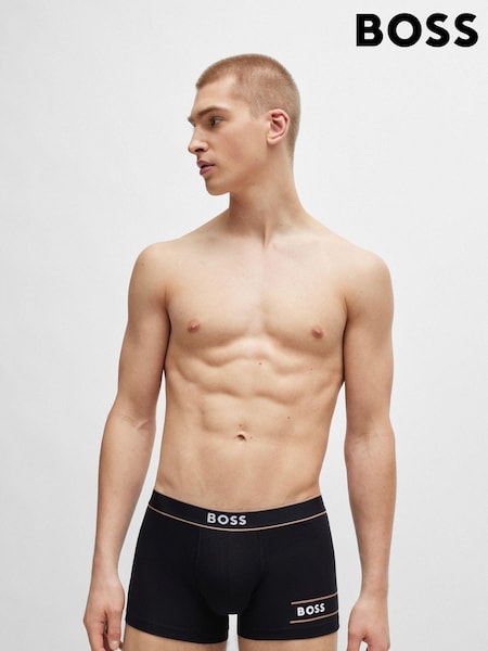 BOSS Black Stretch-cotton Trunks With Stripes And Branding (Q75746) | AED78