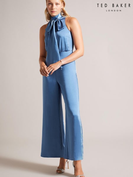 Ted Baker Blue Ambriaa Halterneck Jumpsuit With Palazzo Pant (Q75771) | €70