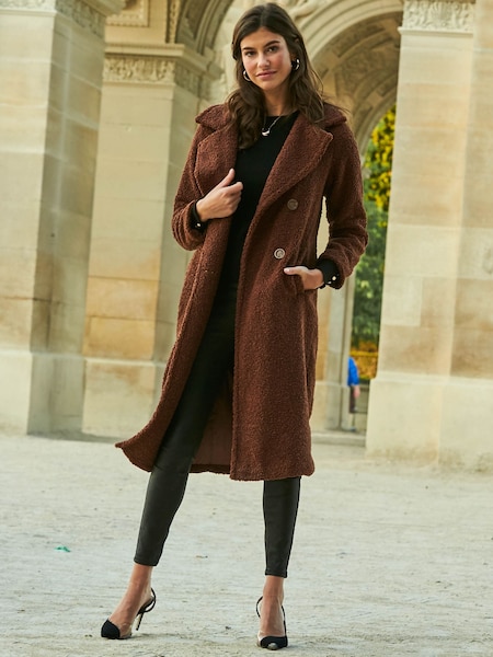 Sosandar Brown Super Cosy Longline Borg Coat (Q76331) | €66