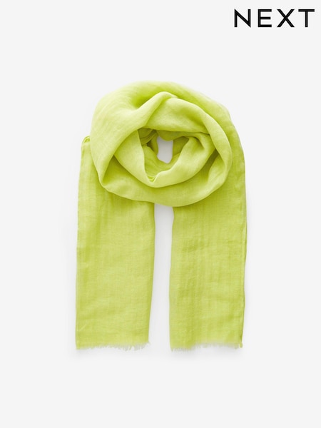 Lime Green 100% Linen Lightweight Scarf (Q76486) | €14