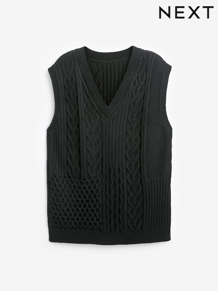 Schwarz - Knit Heart Patchwork Tank Top (Q76492) | 29 €