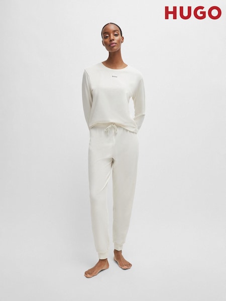 HUGO White Cuffed Pyjama Bottoms Stretch Cotton With Branded Drawcords (Q76512) | AED180
