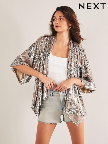 Silver Sequin Jacket Cover-Up (Q76532) | €22