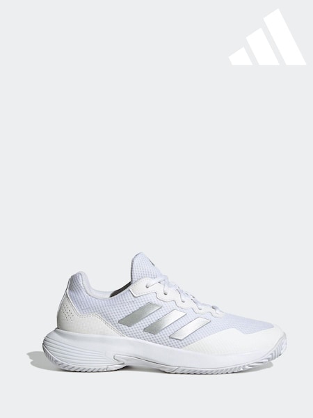adidas White Gamecourt 2.0 Tennis Trainers (Q76581) | AED174