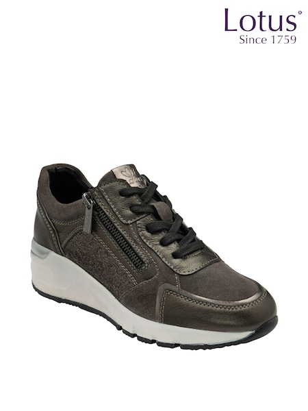 Lotus Grey Leather Casual Zip-Up Trainers (Q76609) | €61