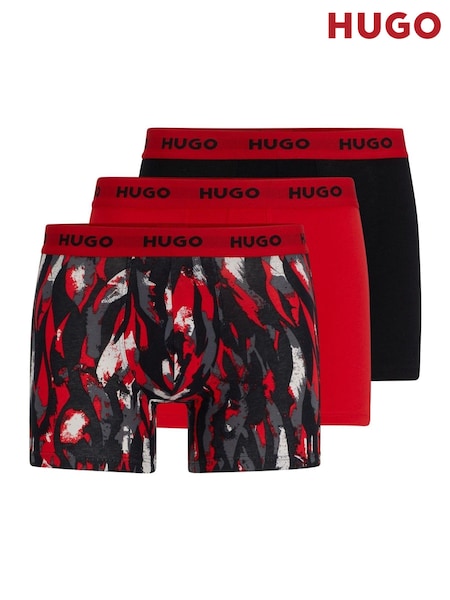 HUGO Red Stretch Cotton Boxer Briefs with Logo Waistbands 3 Pack (Q76656) | AED122
