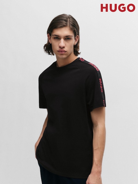 HUGO Black Logo Tape Relaxed Fit Stretch Cotton T-Shirt (Q76661) | €35
