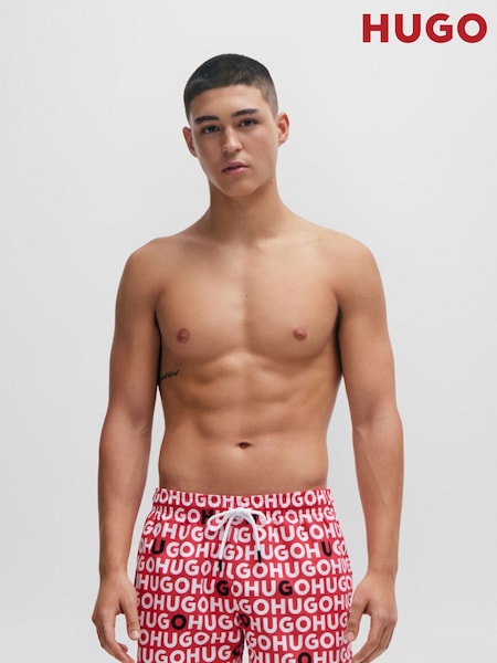 HUGO Red Recycled-Material Swim Shorts With Logo Print (Q76673) | €43.50