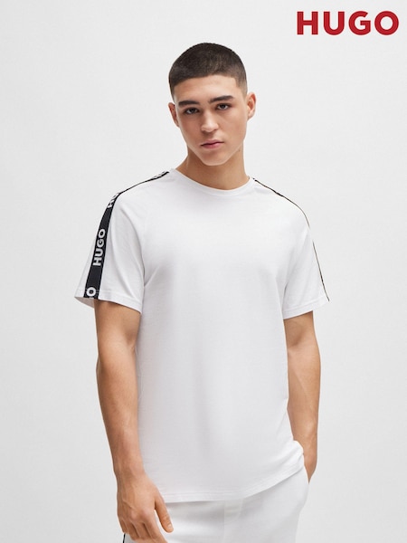 HUGO White Logo Tape Relaxed Fit Stretch Cotton T-Shirt (Q76683) | €35