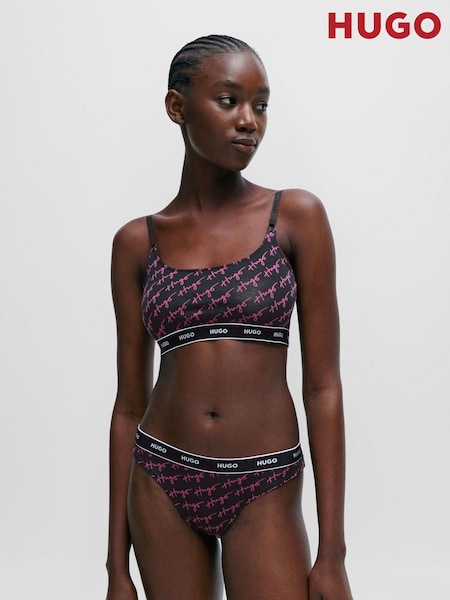 HUGO Purple Stretch-Cotton Bralettes With Logo Band (Q76684) | €19