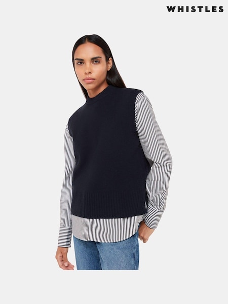 Whistles Blue Wool Sleeveless Tank (Q76686) | €118