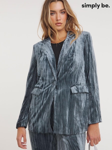 Simply Be Grey Crushed Velour Blazer (Q76702) | €21.50