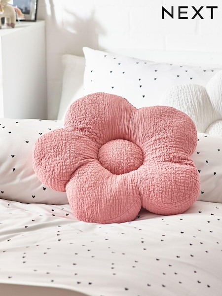 Pink Textured Daisy 100% Cotton Cushion (Q76773) | $30