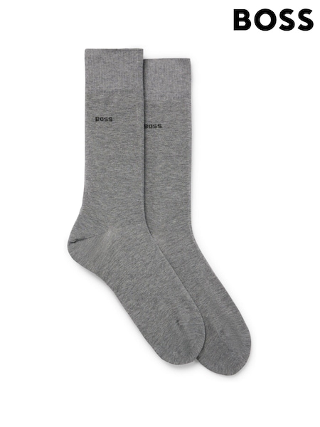 BOSS Grey Regular Length Logo 2 Pack Socks (Q76780) | €14
