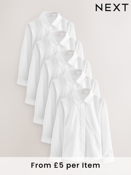 Blanco - 5 Pack Long Sleeve Fitted School Shirts (3-17yrs) (Q76810) | 35 € - 54 €