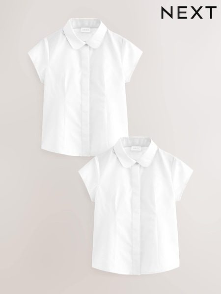 Weiß - 2 Pack Short Sleeve Fitted School Shirts (3-17yrs) (Q76811) | 14 € - 24 €