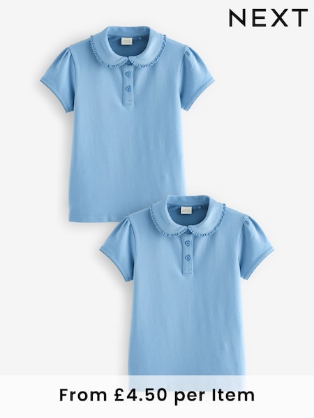 Azul - Cotton Stretch Frill Collar School Polo Tops 2 Pack (3-16yrs) (Q76814) | 12 € - 24 €