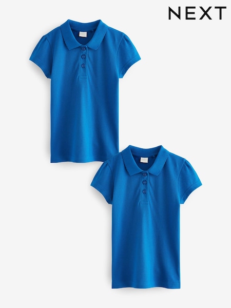 Leuchtend Blau - 100% Cotton Short Sleeve Polo Shirts 2 Pack (3-16yrs) (Q76843) | 10 € - 18 €