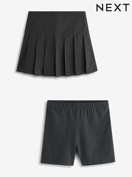 Harmaa - Pyöräile Lyhyt lahje ja Laskostettu/vekki- Hameet Set (3-17v.) (Q76881) | €12 - €19