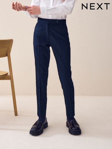 أزرق داكن أزرق - Plain Front School Trousers (3-18yrs) (Q76882) | ‏54 ر.س.‏ - ‏95 ر.س.‏