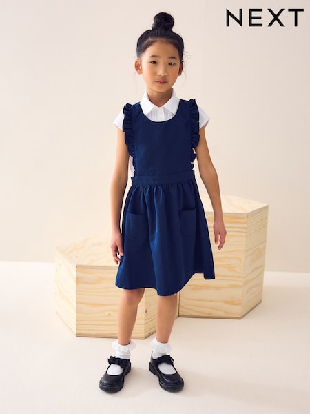 Bright Blue Ruffle Detail Pinafore School Dress (3-14yrs) (Q76912) | €17 - €21