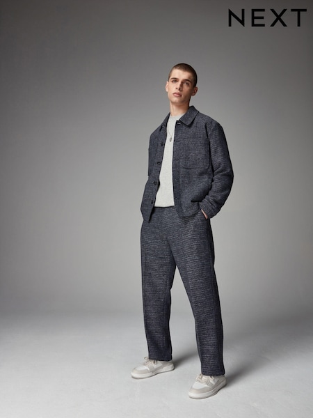 Navy EDIT Textured Bouclé Trousers (Q76981) | €5