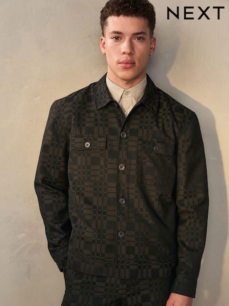 Brown EDIT Patterned Trucker Jacket (Q76989) | €5