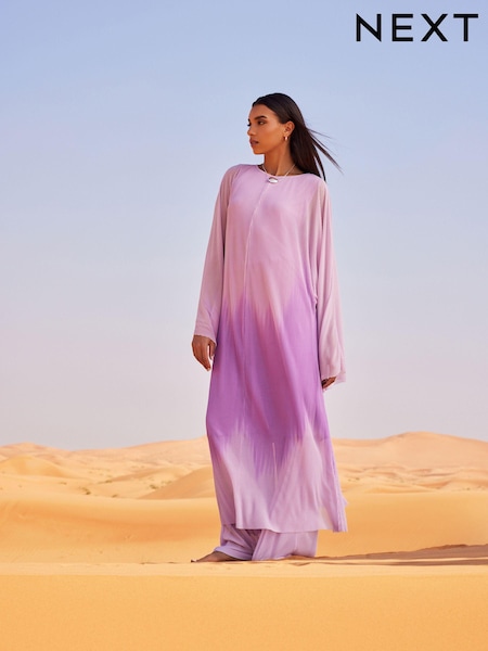 Lilac Purple Wide Leg Plisse Trousers (Q77048) | AED65