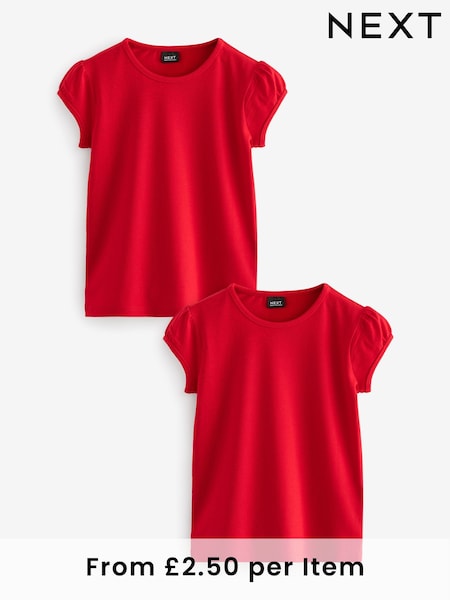 Rojo - Puff Sleeve 100% Cotton T-Shirts 2 Pack (3-16yrs) (Q77100) | 7 € - 14 €