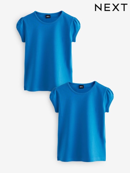 Azul - Puff Sleeve 100% Cotton T-Shirts 2 Pack (3-16yrs) (Q77105) | 7 € - 14 €