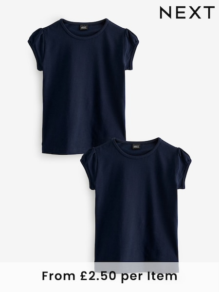 Azul marino - Puff Sleeve 100% Cotton T-Shirts 2 Pack (3-16yrs) (Q77123) | 7 € - 14 €