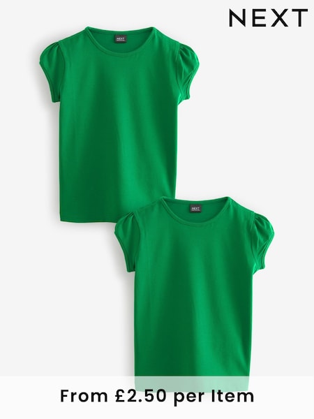 Verde - Puff Sleeve 100% Cotton T-Shirts 2 Pack (3-16yrs) (Q77127) | 7 € - 14 €