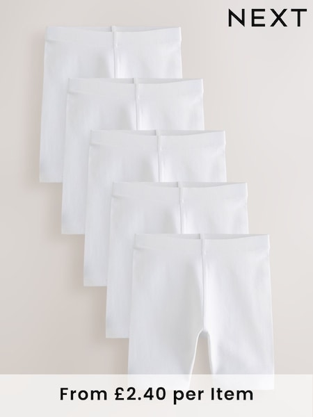 White Longer Length 5 Pack Cotton Rich Stretch Cycle Shorts (3-16yrs) (Q77149) | 59 QAR - 109 QAR