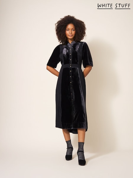 White Stuff Black Willow Velvet Shirt Dress (Q77189) | €63