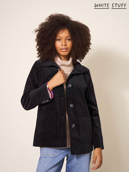 White Stuff Karla Velvet Black Peacoat (Q77273) | €72