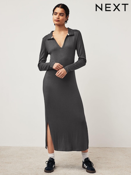 Charcoal Midi Ribbed Dress (Q77345) | €9.50