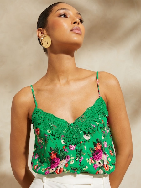V&A | Love & Roses Green Lace Trim Camisole (Q77587) | €12