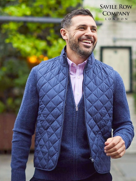 Savile Row Company Navy Blue Quilted Gilet (Q77634) | €80