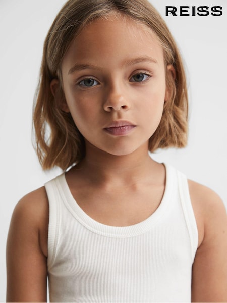 Reiss White Violet Teen Cotton Blend Ribbed Vest (Q77755) | OMR14