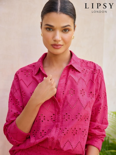 Broderie roz - Cămașă de plajă de vară Lipsy Mânecă lungă (Q77778) | 151 LEI