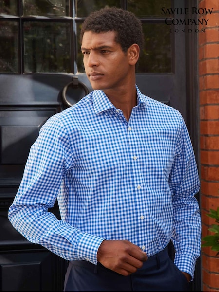 Savile Row Company 100% Cotton Check Single Cuff Formal Shirt (Q77793) | €72