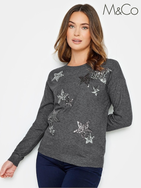 M&Co Grey Petite All-Over Star Jumper (Q77913) | € 53